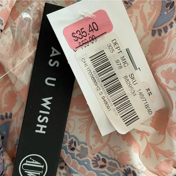 🌸 AS U WISH Maxi Dress Pink Blue Paisley Floral Boho‎ Peasant Fairy Cottagecore - Picture 7 of 8